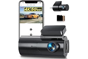 GKU Dashcam Cámara Coche 4K+1080P, 5GHz WiFi Dash CAM Coche con Tarjeta SD de 64GB,Camara Coche Grabadora,170° Gran Angular,Visión Nocturn,WDR,Sensor G,Monitor de Aparcamiento,Grabación de Bucle