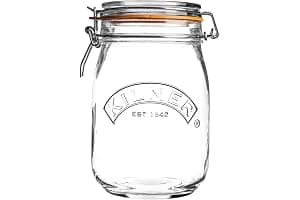 Kilner Clip Top Jar 1 Litre (1000ml) Airtight Glass Storage Jar for Preserving Fruits Vegetables Coffee Tea Rice Flour Nuts Pasta