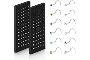 Aucuu Piercing Nariz Acero Quirurgico, Hipoalergénicos Piercing Nariz CZ Piercing Joyería, Tornillo/Recto/Forma de L Nariz Studs (1.5mm 2mm 2.5mm)