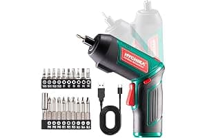 HYCHIKA Destornillador Eléctrico 6N.m, Atornillador Eléctrico Inalámbrico 3.6v Batería 2000mAh (Máximo Par 6 N.m) LED Luz, Mandril Magnétic, Cable USB, 20 Accesorios