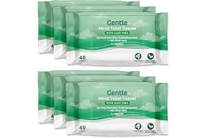 by Amazon Gentle Moist Toilet Tissues with Aloe Vera, Flushable, 240 Count (6 Packs of 40 sheets)