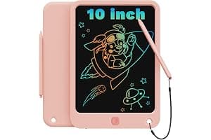 TEKFUN LCD Writing Tablet Kids Toys, 10 inch Colorful Doodle Drawing Board Drawing Tablet, Kids Travel Learning Toys Birthday & Easter Gifts for 3 4 5 6 7 8 Years Old Boys Girls (Pink)