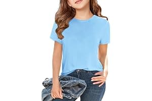 Haloumoning Camisetas de manga corta para niña, camisetas de verano, cuello redondo, informal, camisetas de gran tamaño