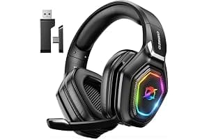 Ozeino Wireless Gaming Headset, Compatible with PC Ps5 Ps4 Boasts 2.4GHz Lossless Audio, USB & Type-C, Flip Microphone and 40-Hr Battery - Suited for Switch, Laptop, Mac