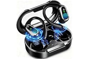 Auriculares inalámbricos Bluetooth Deportivos, Auriculares Bluetooth 5.4 HiFi Estéreo con 4 HD Mic, 50H Cascos Inalambricos con Cancelacion Ruido ENC, IP7 Impermeable Cascos para Running/Pantalla LED