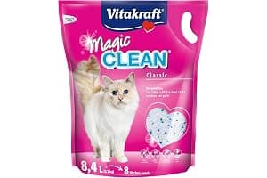 Vitakraft Magic Clean Classic, Arena no aglomerante para Gatos, Fabricada con microesferas minerales, inhibe Las bacterias, Especialmente Baja en Polvo, Tiene una duración de 8 semanas (1x 8,4l)