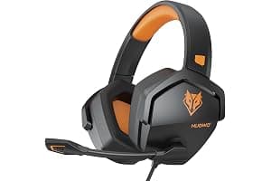 NUBWO N16 Auriculares con Cable - Micrófono con Cancelación de Ruido, Sonido Estéreo y Diseño Cómodo para PS5, PS4, XboxOne, NS, PC, Computadora Portátil y Mac - Amarillo