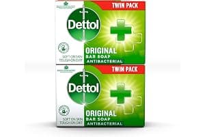 Dettol Soap, Original Antibacterial Bar, 2 Pack (100g x 2) Disinfectant, Soft on Skin, Tough on Dirt, Suitable for Everyday Use, Contains Skins Moisturising Agents, Kills 99.9 Percent of bacteria