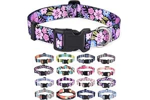Mihqy Dog Collar for Small Dogs, Cute Small Medium Large Dog Pet Collar, with Floral Patterns, Soft Adjustable for Boy Girl Female Male Puppy Dog Collar(Floral Pink,S)