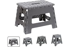 ARREGUI TB-022-G Taburete Plegable Cocina o Baño | Escalera Plegable Pequeña | Taburete Infantil | Banqueta Baño | Escalón Plegable para Adultos y Niños (hasta 150Kg) | 22 cm de Altura | Gris