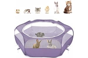 Pawaboo Valla de Animales Portátil de Oxford, Parque de Animales Plegable con Tres Varillas Metálicas y Amplia Abertura para Erizos Ardillas Gatos Dragón y Conejos - Púrpura