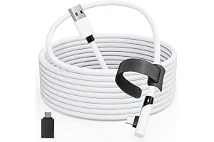 Cable de enlace Tiergrade 5M compatible con Meta Quest 3/Quest 2/Pro, PICO4/Pro, cable de PC con transferencia de datos de 5 Gbps, USB 3.0 a cable de tipo para auriculares VR y PC para juegos