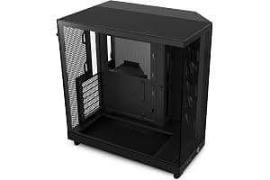 NZXT H6 Flow | CC-H61FB-01 | Compact Dual-Chamber Mid-Tower Airflow Case | Panoramic Glass Panels | High-Performance Airflow Panels | Includes 3 x 120mm Fans | Cable Management | Black