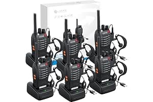 eSynic 6Pack Professional Walkie Talkies for Adults Rechargeable Walkie Talkies Best 16CH Walkie Talkie Long Rang VOX Radio Walky Talky With Earpieces Wonderful Gifts For Adults Kids etc