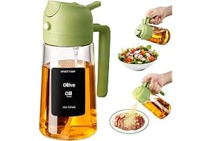 SWEET VIEW 470ml 2 en 1 Dispensador de Aceite y Pulverizador de Aceite, Vertedor Dispensador de Aceite de Oliva para, Cocina, Cocinar,Freidora de Aire,Ensalada, Barbacoa (Verde)
