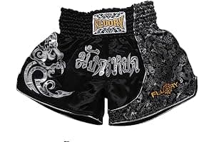 FLUORY Muay Thai Shorts, MMA Fight Shorts Ropa de Entrenamiento Jaula Lucha Grappling Artes Marciales Kickboxing Shorts Ropa