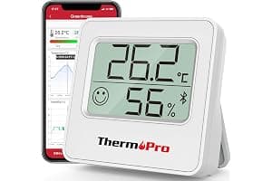 ThermoPro TempPro TP357 Bluetooth Hygrometer Mini Room Thermometer Indoor with Alerts, Humidity Meter & Temperature Monitor with Smart App and Data Recording with Humidity Sensor for Baby Room Office