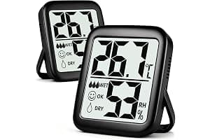 Antonki 2 Pack Room Thermometer for Home Indoor Hygrometer Humidity Meter Gauge Digital Temperature and Humidity Sensor Monitor for House Terrarium Incubator Greenhouse - Battery Included