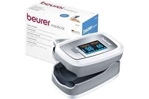 Beurer PO 30 pulsioxímetro, medición de la saturación de oxígeno (SpO₂) y de la frecuencia cardíaca, oxímetro de dedo con pantalla en color, aplicación indolora en el dedo, 6,1 x 3,6 x 3,2 cm, blanco