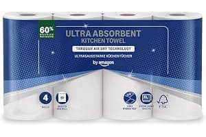 by Amazon Ultra Absorbent TAD Kitchen Roll, 4 Rolls (Pack of 1), 51 Sheets per Roll, FSC Certified