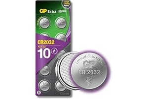 GP Extra CR2032 Batteries 3V Lithium Coin Battery – Pack of 10 – Long Lasting Button Cell Battery for Car Key Fob, AirTag, Scales, Remotes & Toys – Child-Safe Packaging – Replaces DL2032 ECR2032