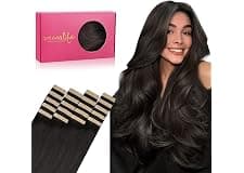 WENNALIFE tape Real Hair Extensions, 20 Pieces, 50 g, 50 cm/20 Inches, Dark Brown, Remy, Invisible Extensions, Silky Straight, Skin Weft