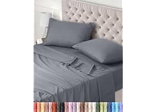Utopia Bedding Juego de Sabanas 4 Piezas 150x200 - Poliéster Microfibra Cepillada - Oeko-Tex Certificado - Sábana Bajera, Sábana Plana y 2 Fundas de Almohada 50x75 (Cama 150, Gris)