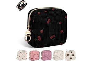 Binden Aufbewahrungstasche Hygienebeutel für Damenbinden Tasche für Binden und Tampons Perioden Taschen für Unterwegs Slipslagen Mädchen Notfallset First Periode School Geschenke(Cherry Negro)
