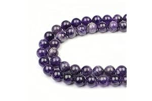 MJDCB 8mm 43 piezas Cuentas de Piedra Amatista Bicolor Redondas Sueltas Piedras Semipreciosas Naturales para Hacer Joyas Pulseras Collares