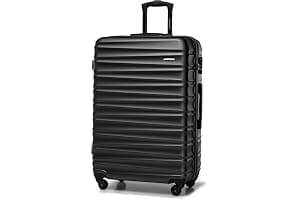 WITTCHEN Maleta Grande Trolley ABS rígido para facturación con 4 Ruedas giratorias Cerradura de combinación asa telescópica Groove Line Negro Ryanair/Vueling/Iberia/easyJet/Iberia Express