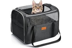 Morpilot Transportín Perro y Gato, Bolsa de Transporte Plegable y Transpirable con Correa de Hombro Ajustable, Ideal para Gatos y Mochila de Viaje para Perros Pequeños