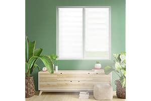 Blindecor Indus SIN HERRAMIENTAS | Estor Enrollable Sin Taladrar de Doble Capa | Color Blanco 50 x 130 cm (ancho x largo) | Tamaño de la Tela 47 x 125 cm