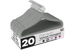 Utopia Home Premium Perchas de Terciopelo Antideslizantes, Duraderas Perchas Negras con Gancho Giratorio de 360 Grados Percha de Gran Resistencia (Gris, Paquete de 20).