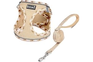 DORAMIO Arnés Perro Pequeños, Arnés Antitirones Reflectante Cómodo Transpirable Arneses Chaleco para Perros Pequeños Gatos, Cachorros (XXS, Beige)