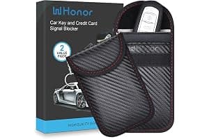 WHonor Faraday Pouch for Car Keys, Keyless Entry Signal Blocker, Anti-Theft RFID Blocking Key Fob Protector for Car Security (2 Pack)
