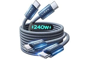 LISEN 240W USB C to USB C Cable [2-Pack 2m] USB C Charger Cable, Nylon Type C Charger Cable Fast Charging for iPhone 17 16 15 Pro Max, MacBook Pro/Air, iPad Pro, Samsung Galaxy S25 S24, Switch 2