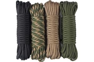 aufodara 4 Piezas 19ft/6 Metros Paracord Cuerda de Nailon Paracaídas Diámetro 4mm - 7 Hilos, Total 76ft