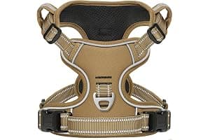 HEELE Arnes para Perro Arnés de Pecho Perro Antitirones con Asa Acolchado Transpirable Ajustable Reflectante Arnés para Perros Camuflaje para Perro Mediano Grande, Caqui, L