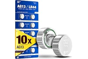 LR44 AG13 A76 357 SR44 L1154 1.5V Alkaline Button Cell Batteries (10 Pack) – High Capacity Coin Batteries for Watches, Key Fobs, Toys & Small Electronics