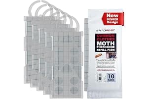 Entopest Monitoring Moth Traps | 10 Refill Pads & 5 Reusable Hangers | Clothes Moth Detection | Sticky Monitoring Pads for Wa
