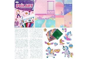 nplaseta Juego de arte divertido de lámina infantil, arte de lámina infantil de Unicornio y princesa, juego de artesanía para niñas de 3 a 10 años, Diversión de papel de aluminio para niños