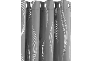 Deconovo Grey Blackout Curtains for Living Room 72 Drop Silver Wave Line Foil Printed Blackout Curtains Thermal Insulated Curtains Eyelet Curtains for Baby Nursery 66 x 72 Inch Light Grey Two Panels