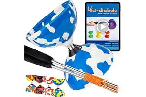 Juggle Dream Jester Diábolo Set para Malabares - Diábolo con Eje de Rodamientos con Palos de Aluminio y Vídeo de Aprendizaje en Línea (Azul/Blanco)