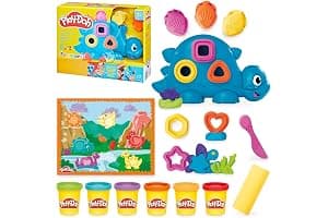 Play-Doh Hasbro, Dinosaurio, Formas y Colores, Juguetes de Arte y Manualidades, Materiales Artísticos para Niños y Niñas de 2 Años o Más, 6 Botes, Plastilina de Colores, Creatividad, Regalo