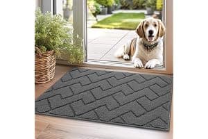 Biscpro Door Mats Indoor,Dirt Trapper Mat Absorbent Non-Slip Low Profile Doormat for Entrance,Inside, Kitchen,Front Door Mat Washable for Pets and Dogs— 50x80cm,Grey
