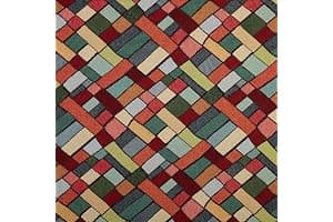 Kt KILOtela - Tela Tapicería, Jacquard Gobelino, Tapizar Sillas, Cojines, Cabecero, Sofá, Bolsos, Resistente al Desgaste, Costura, 100 cm Largo x 280 cm Ancho, Geométrico, Multicolor, 1 metro