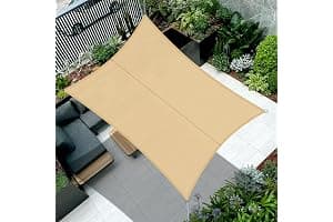 Cool Area Toldo Vela de Sombra Impermeable Rectangular 4x5m Protección UV PES Toldos para Patio Exterior Jardín Terraza-Arena
