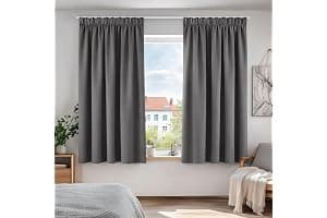 Deconovo Grey Blackout Curtains Thermal Super Soft Pencil Pleat Curtains Bedroom 46 x 54 Drop Inch Light Grey 2 Panels