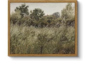 ARPEOTCY Framed Canvas Wall Art Prints, Living Room Hallway Shelf Decor, Grass Landscape Picture Paintings Wall Decor, Vintage Decor for Bedroom Bathroom Table, Aesthetic Room Decor, 20x25cm