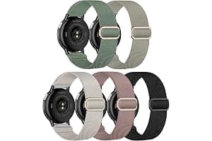 Laband 20mm Nylon Watch Straps for Garmin Vivoactive 6/5/3/3 Music/Forerunner165/55/645/245/570 42mm band, 5 Pack Soft Stretchy Fabric Adjustable Replacement Sport Straps for Venu/Venu Sq 2 Women Men